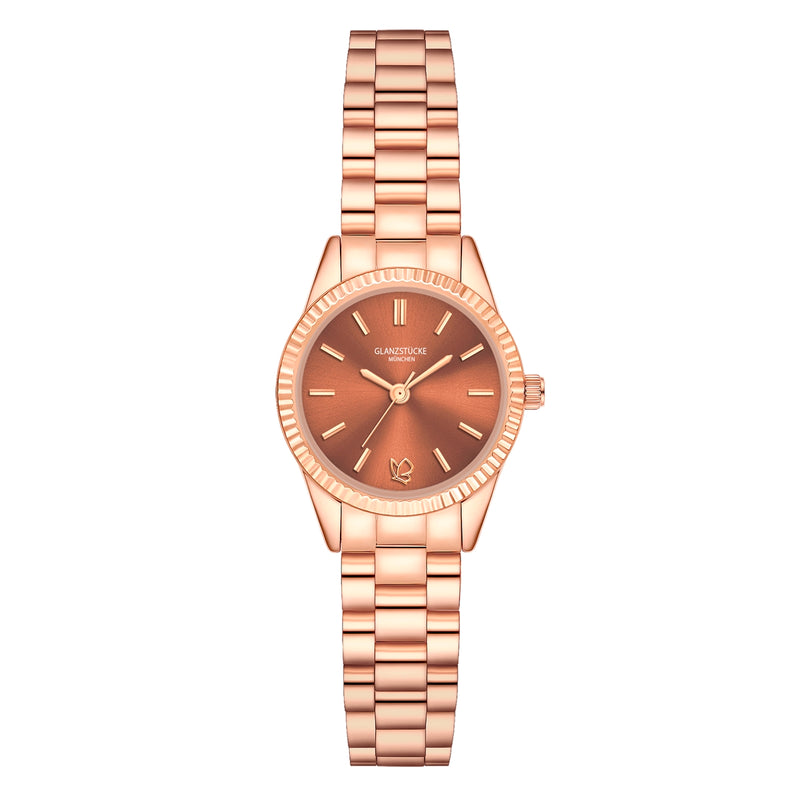 Damen Uhr Schwabing braun mit Edelstahl-Armband roségold