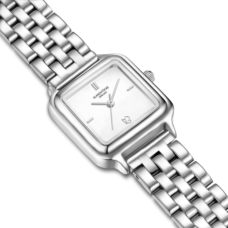 Damen Uhr Maxvorstadt weiß mit Edelstahl-Armband silber