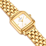 Damen Uhr Maxvorstadt weiß mit Edelstahl-Armband gold