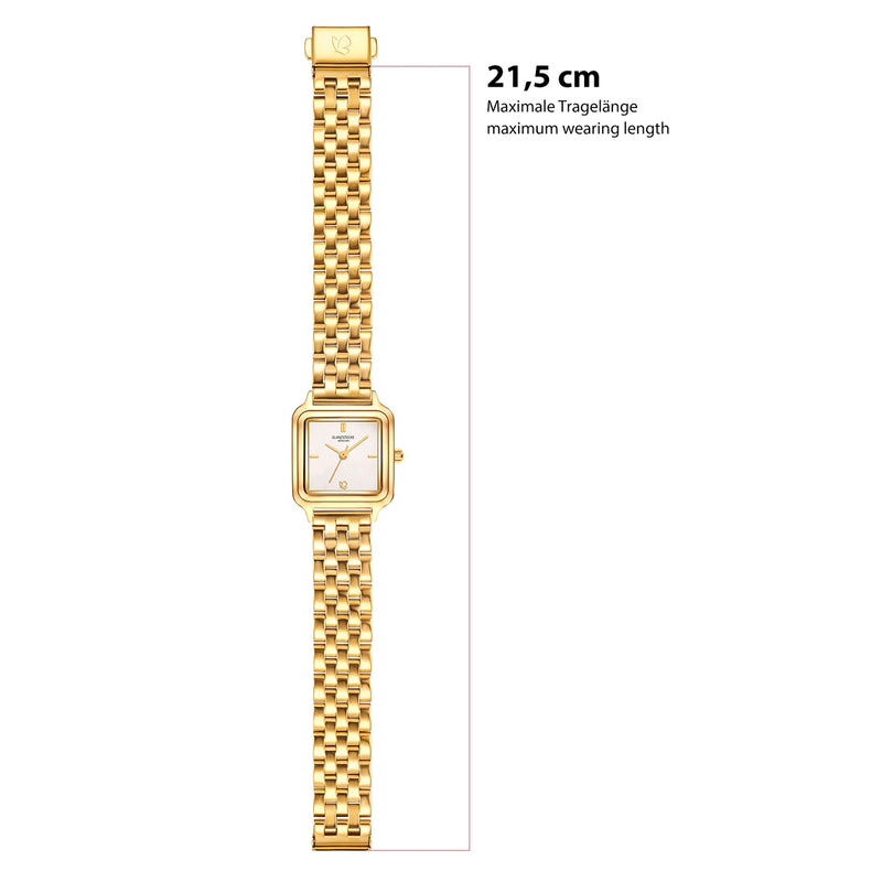Damen Uhr Maxvorstadt weiß mit Edelstahl-Armband gold