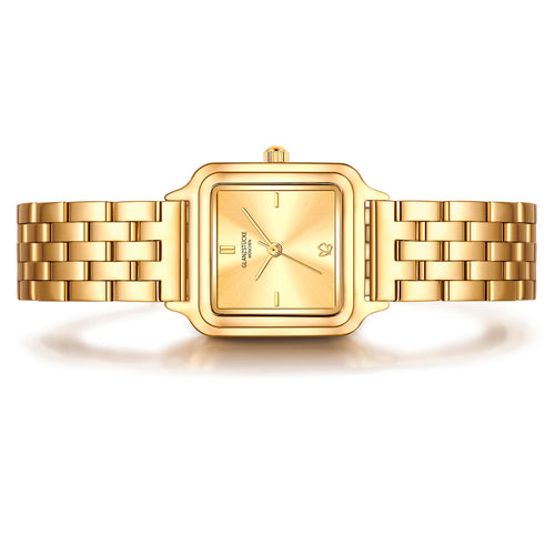 Damen Uhr Maxvorstadt weiß mit Edelstahl-Armband gold
