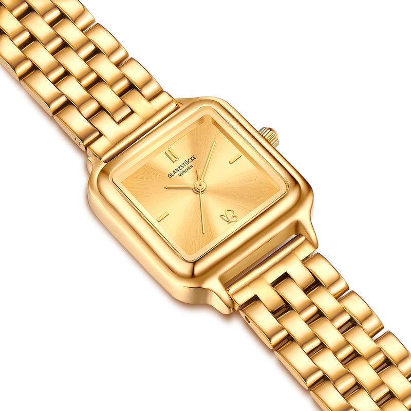Damen Uhr Maxvorstadt weiß mit Edelstahl-Armband gold
