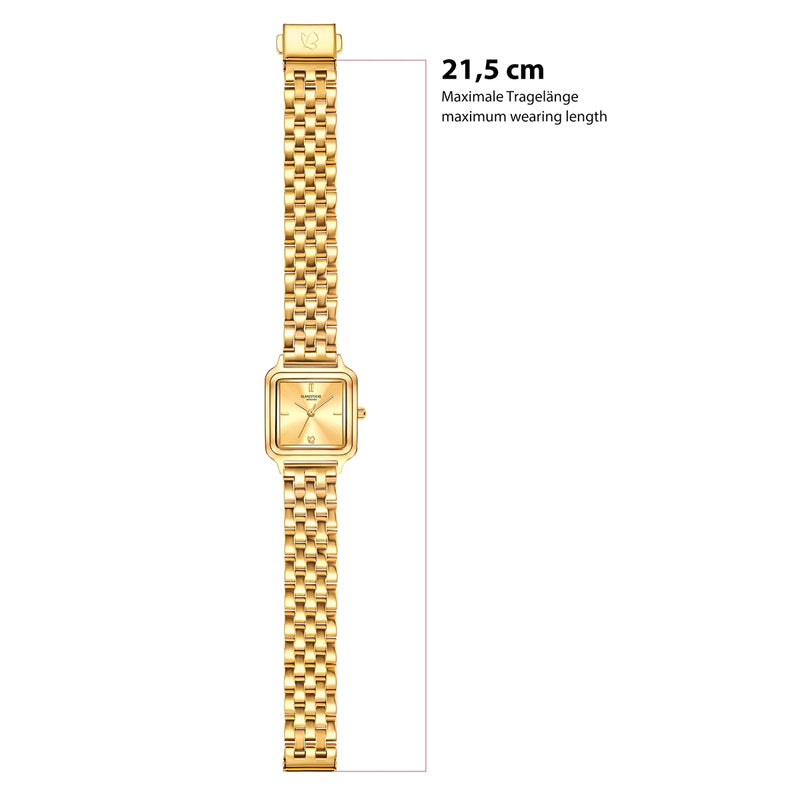Damen Uhr Maxvorstadt weiß mit Edelstahl-Armband gold