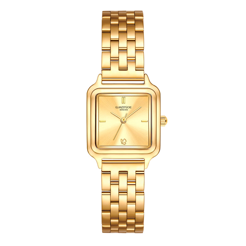 Damen Uhr Maxvorstadt weiß mit Edelstahl-Armband gold