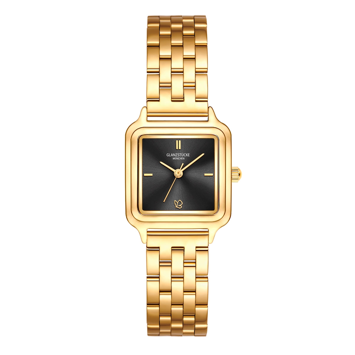 Damen Uhr Maxvorstadt schwarz mit Edelstahl-Armband gold