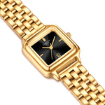 Damen Uhr Maxvorstadt schwarz mit Edelstahl-Armband gold