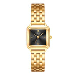 Damen Uhr Maxvorstadt schwarz mit Edelstahl-Armband gold