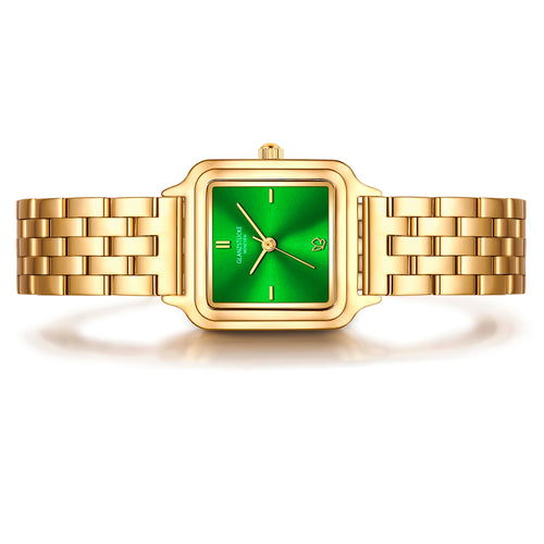 Damen Uhr Maxvorstadt smaragdgrün mit Edelstahl-Armband gold