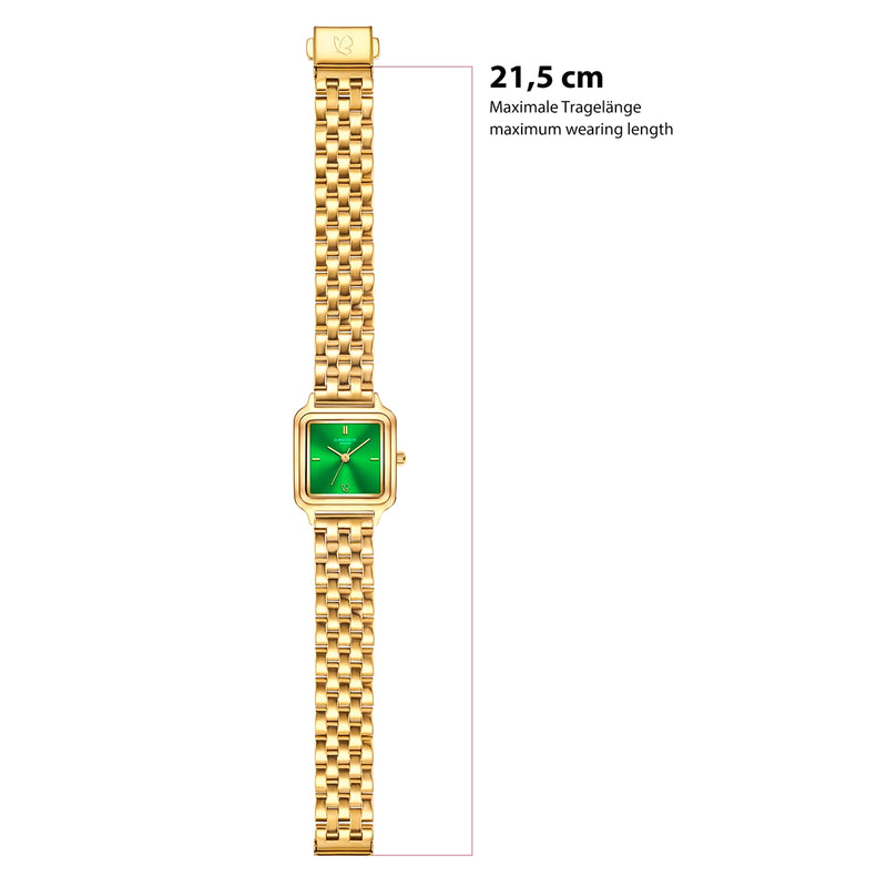 Damen Uhr Maxvorstadt smaragdgrün mit Edelstahl-Armband gold