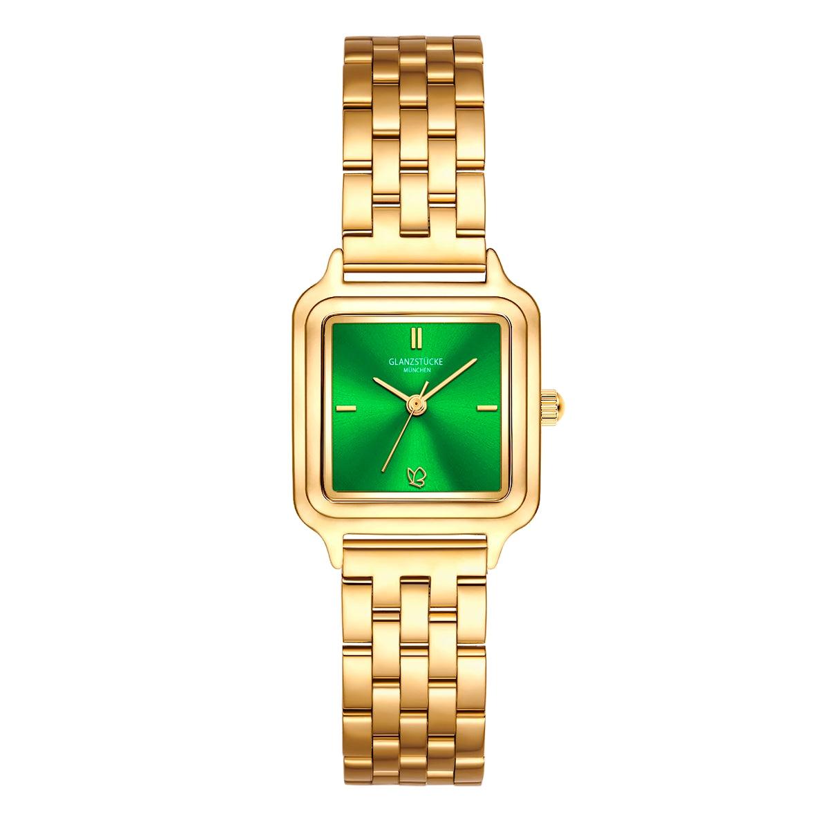 Damen Uhr Maxvorstadt smaragdgrün mit Edelstahl-Armband gold