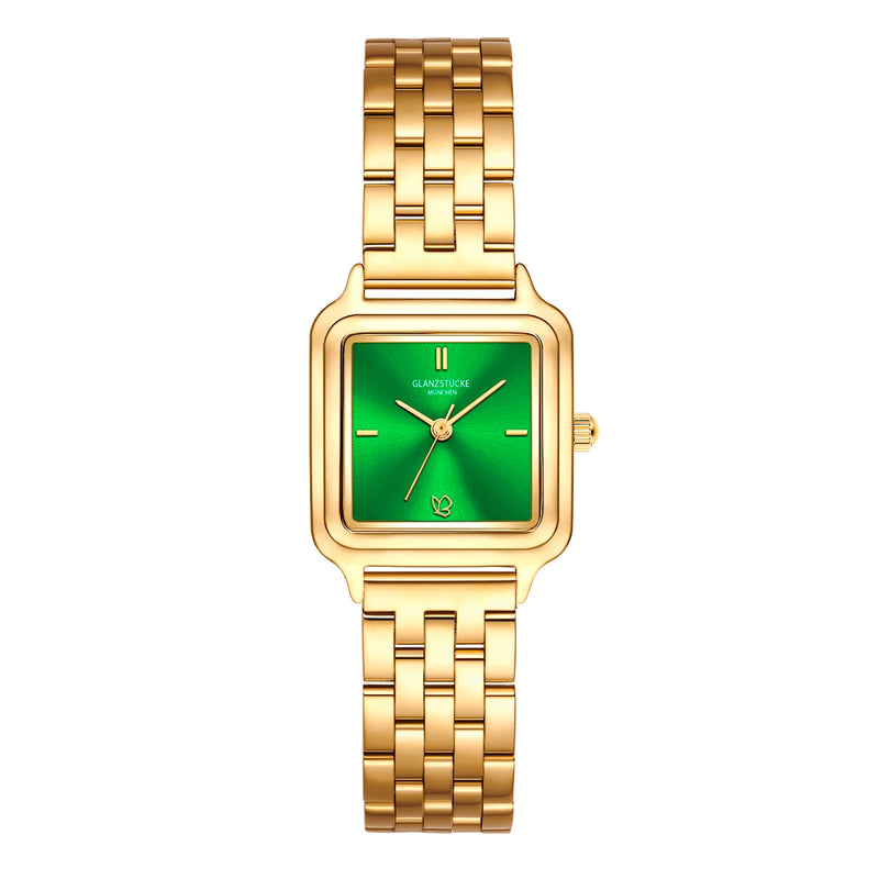 Damen Uhr Maxvorstadt smaragdgrün mit Edelstahl-Armband gold