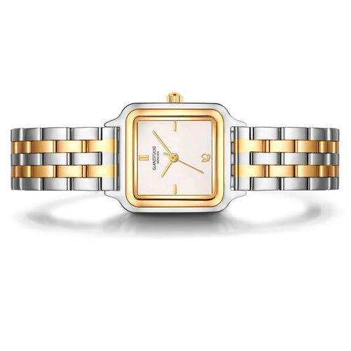 Damen Uhr Maxvorstadt weiß mit Edelstahl-Armband silber/gold