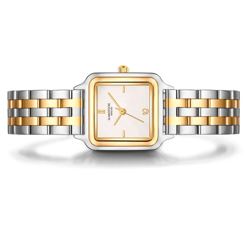Damen Uhr Maxvorstadt weiß mit Edelstahl-Armband silber/gold
