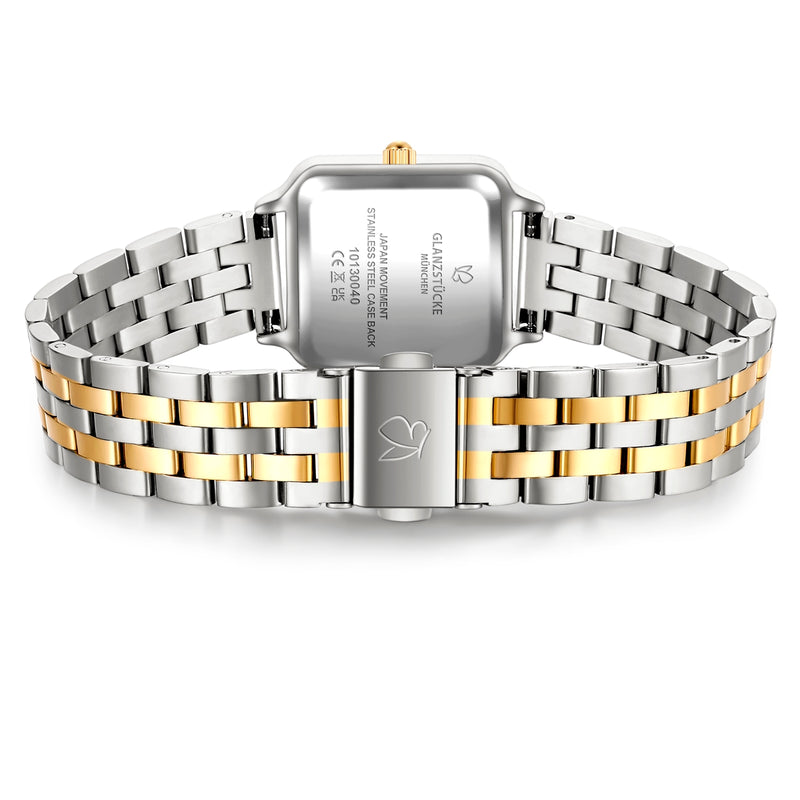 Damen Uhr Maxvorstadt weiß mit Edelstahl-Armband silber/gold