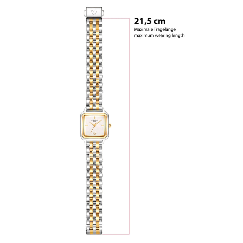 Damen Uhr Maxvorstadt weiß mit Edelstahl-Armband silber/gold