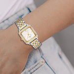 Damen Uhr Maxvorstadt weiß mit Edelstahl-Armband silber/gold