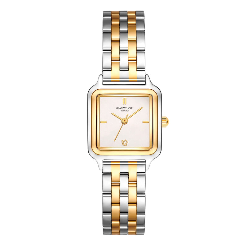 Damen Uhr Maxvorstadt weiß mit Edelstahl-Armband silber/gold