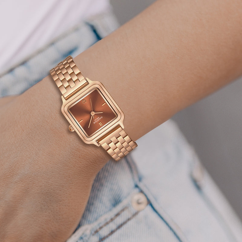Damen Uhr Maxvorstadt braun mit Edelstahl-Armband roségold