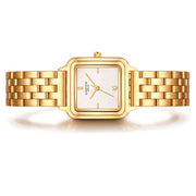 Damen Uhr Maxvorstadt weiß mit Edelstahl-Armband gold