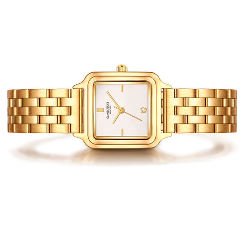 Damen Uhr Maxvorstadt weiß mit Edelstahl-Armband gold