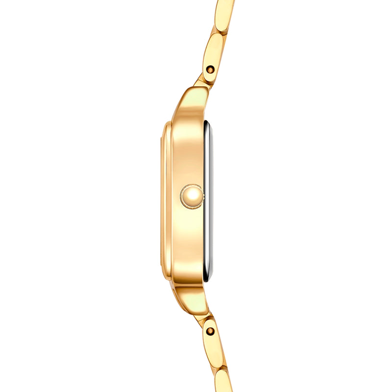 Damen Uhr Maxvorstadt weiß mit Edelstahl-Armband gold