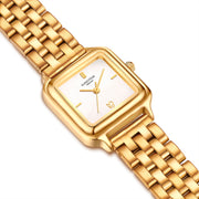 Damen Uhr Maxvorstadt weiß mit Edelstahl-Armband gold