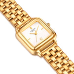 Damen Uhr Maxvorstadt weiß mit Edelstahl-Armband gold