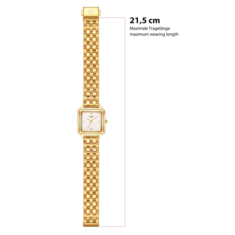 Damen Uhr Maxvorstadt weiß mit Edelstahl-Armband gold