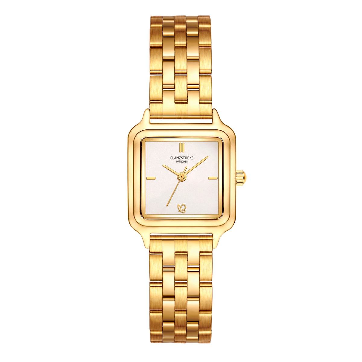 Damen Uhr Maxvorstadt weiß mit Edelstahl-Armband gold