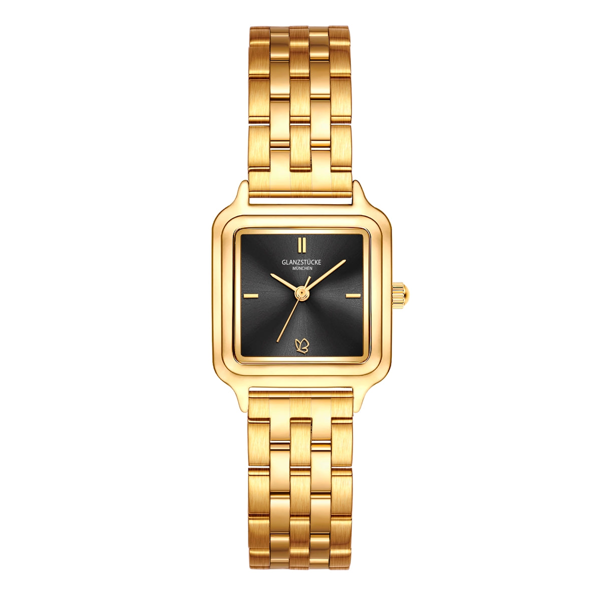 Damen Uhr Maxvorstadt schwarz mit Edelstahl-Armband gold