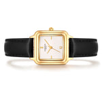 Damen Uhr Maxvorstadt weiß mit Leder-Armband schwarz