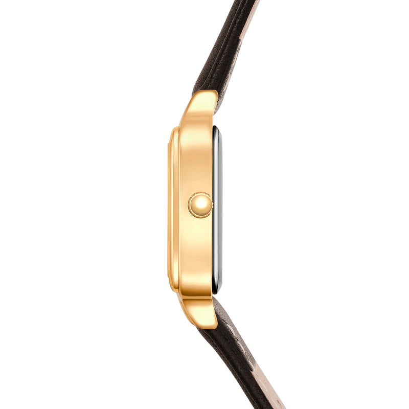 Damen Uhr Maxvorstadt weiß mit Leder-Armband schwarz