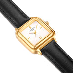 Damen Uhr Maxvorstadt weiß mit Leder-Armband schwarz