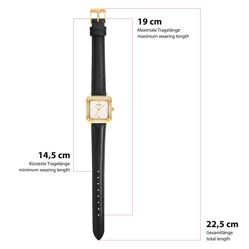 Damen Uhr Maxvorstadt weiß mit Leder-Armband schwarz