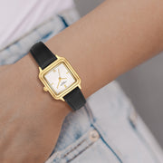 Damen Uhr Maxvorstadt weiß mit Leder-Armband schwarz – Ansicht 7