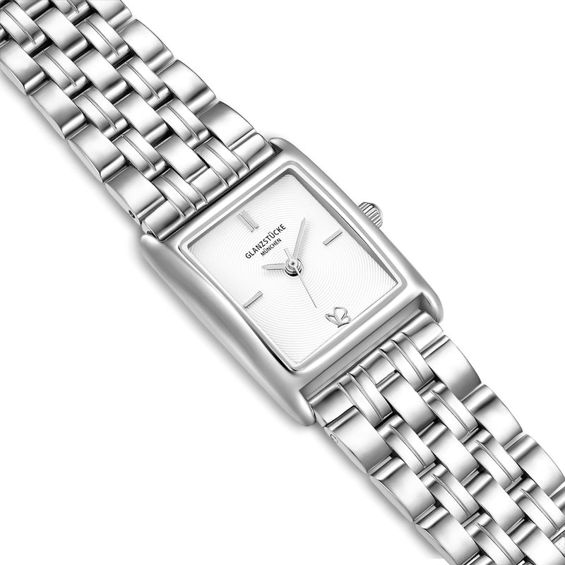 Damen Uhr Haidhausen weiß mit Edelstahl-Armband silber