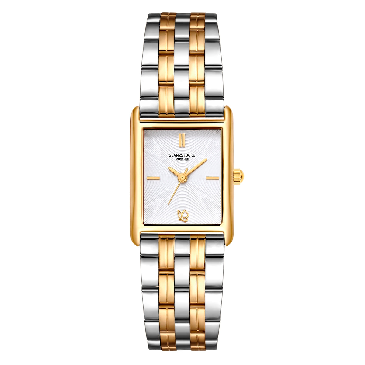 Damen Uhr Haidhausen weiß mit Edelstahl-Armband bicolor