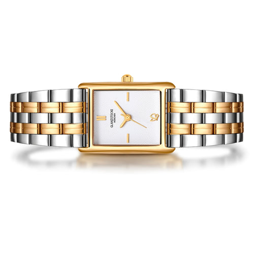 Damen Uhr Haidhausen weiß mit Edelstahl-Armband bicolor