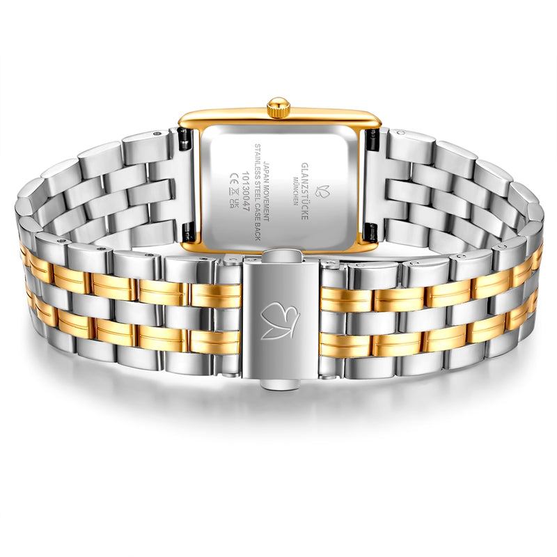 Damen Uhr Haidhausen weiß mit Edelstahl-Armband bicolor