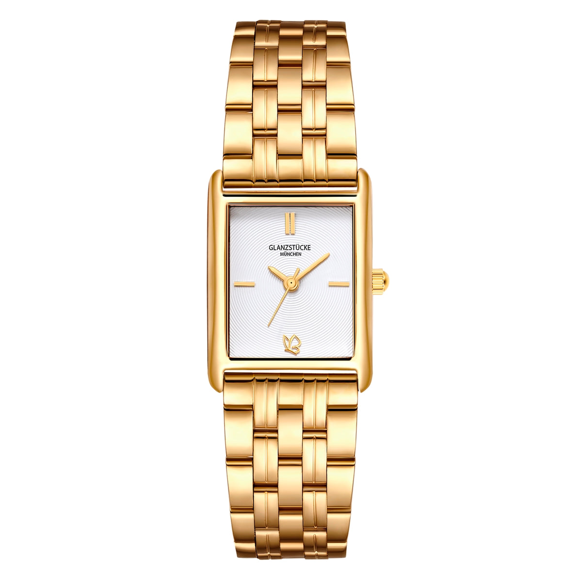 Damen Uhr Haidhausen weiß mit Edelstahl-Armband gold