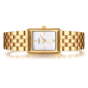 Damen Uhr Haidhausen weiß mit Edelstahl-Armband gold