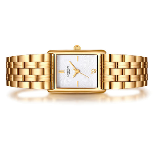 Damen Uhr Haidhausen weiß mit Edelstahl-Armband gold