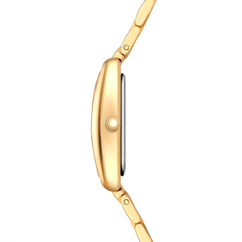 Damen Uhr Haidhausen weiß mit Edelstahl-Armband gold