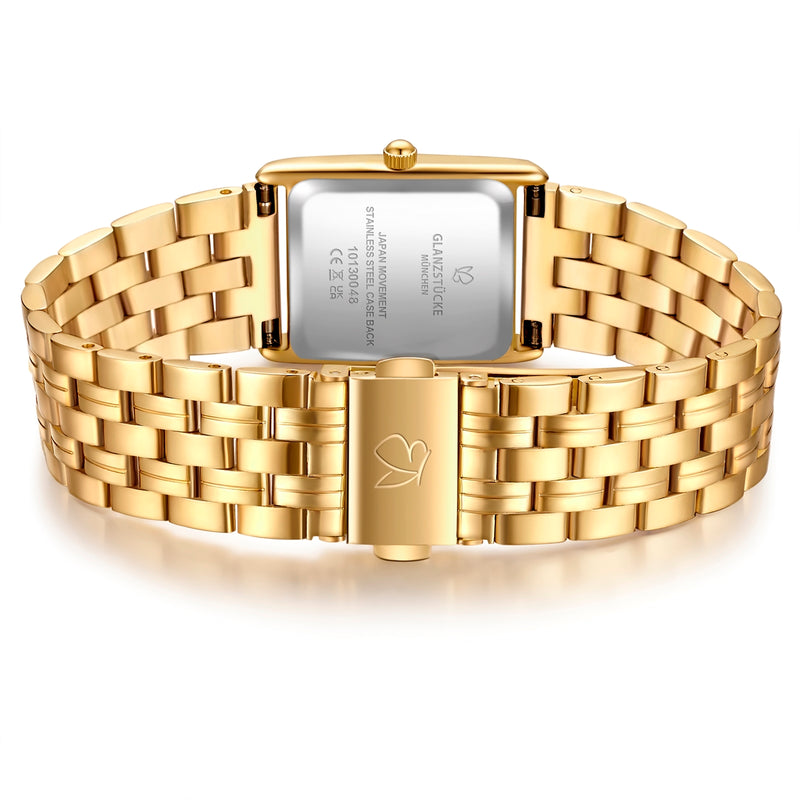 Damen Uhr Haidhausen weiß mit Edelstahl-Armband gold
