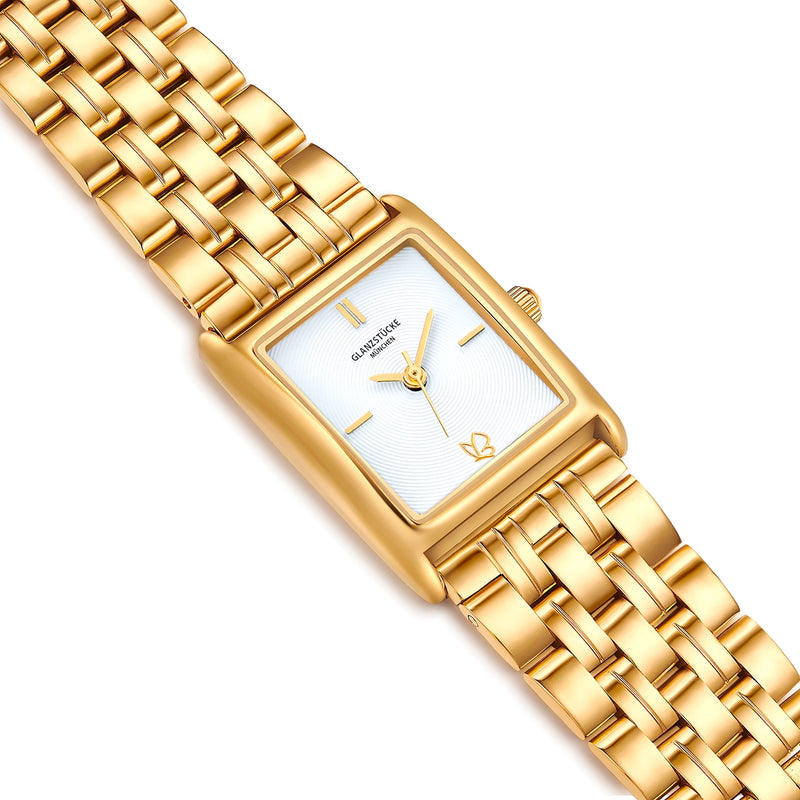 Damen Uhr Haidhausen weiß mit Edelstahl-Armband gold