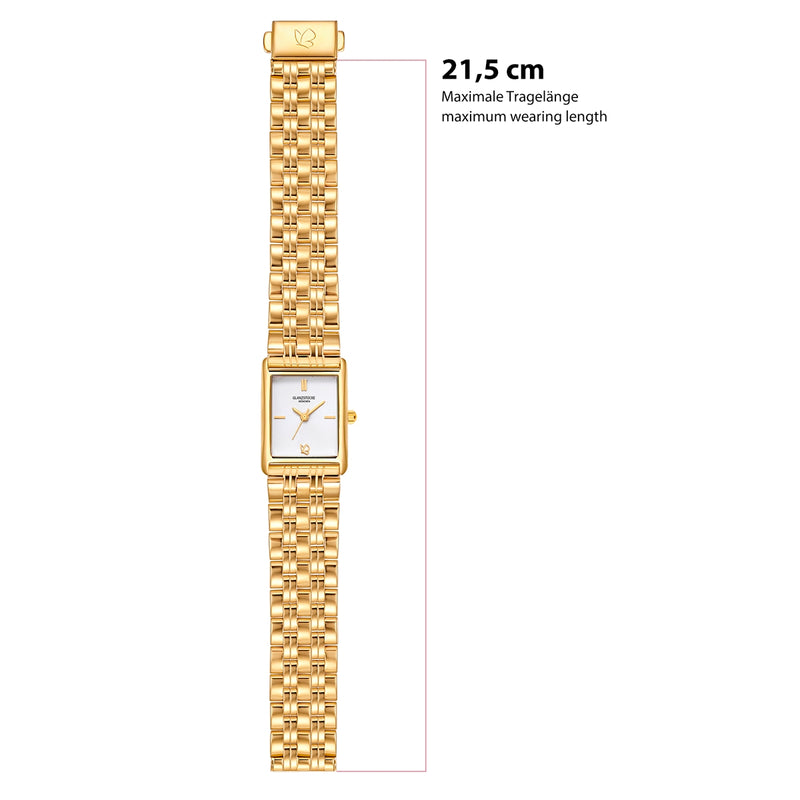 Damen Uhr Haidhausen weiß mit Edelstahl-Armband gold