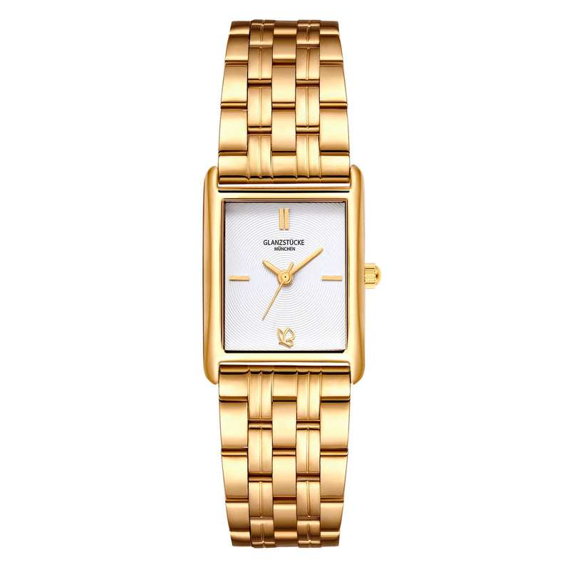 Damen Uhr Haidhausen weiß mit Edelstahl-Armband gold