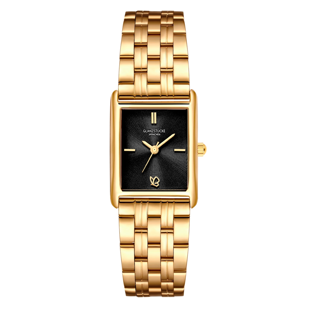 Damen Uhr Haidhausen schwarz mit Edelstahl-Armband gold