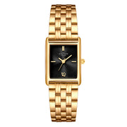 Damen Uhr Haidhausen schwarz mit Edelstahl-Armband gold