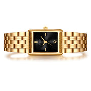 Damen Uhr Haidhausen schwarz mit Edelstahl-Armband gold